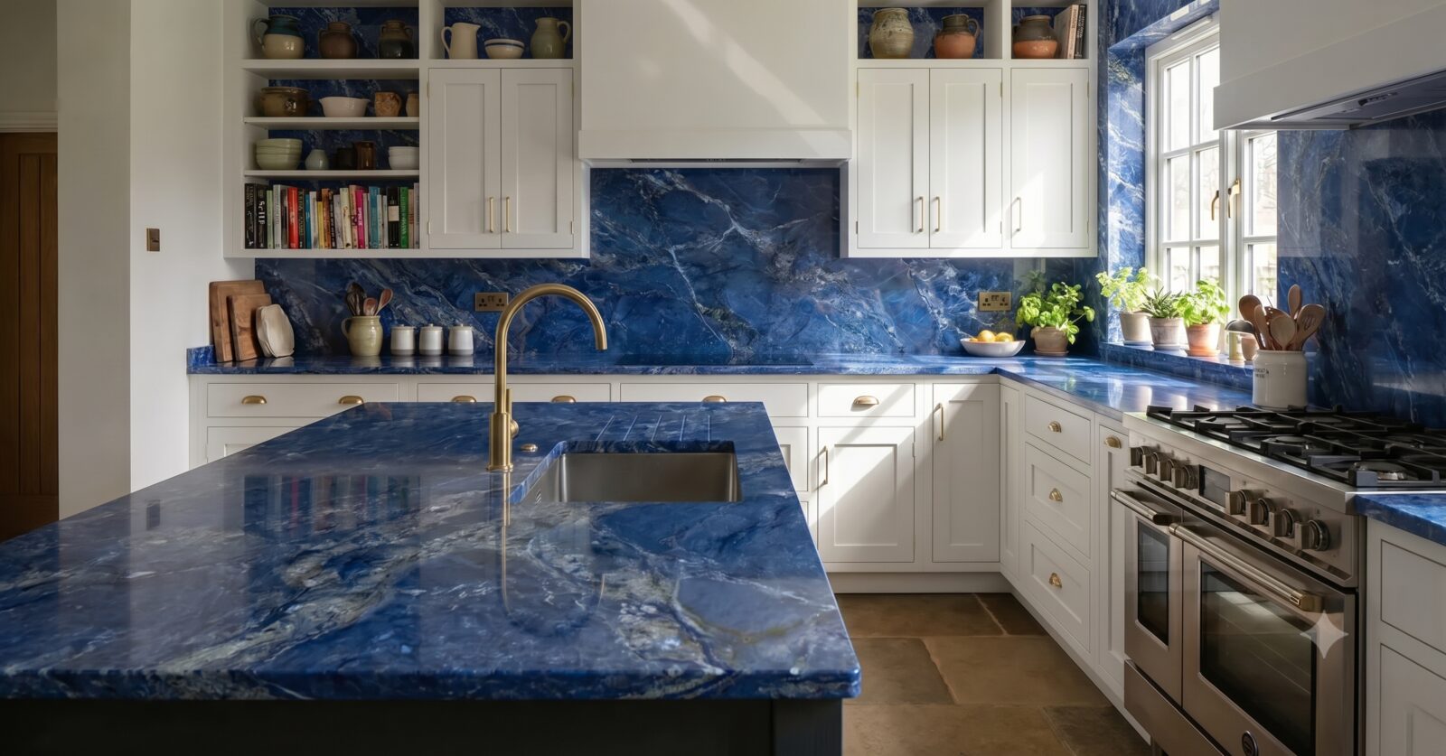 Blue quartzite kitchen countertop Huntington Beach CA