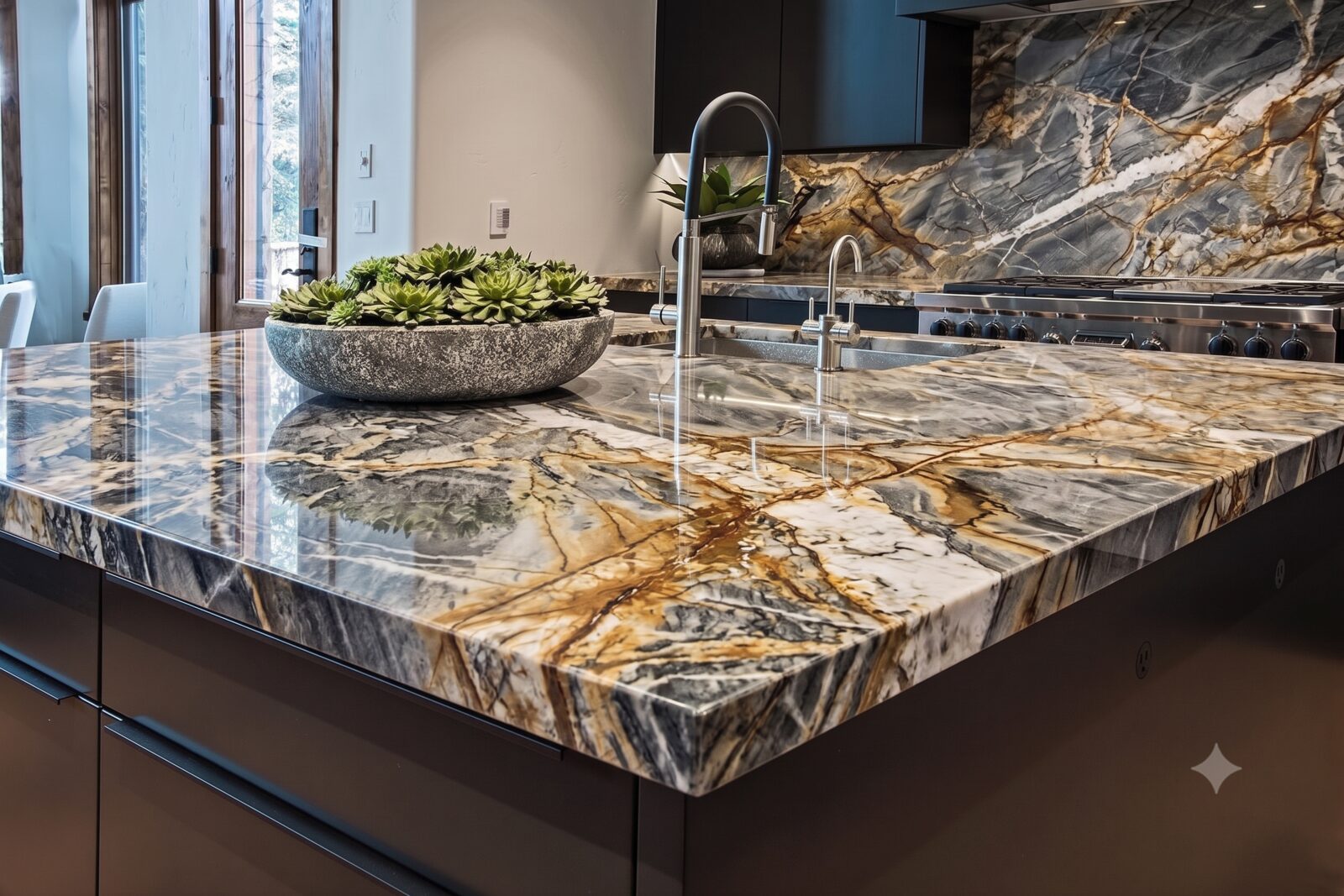 Exotic quartzite kitchen countertop installation Los Angeles County